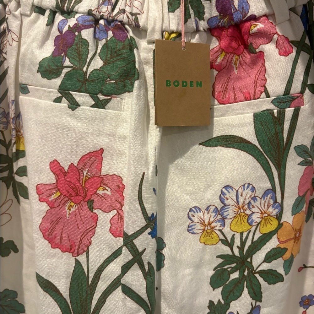 Boden linen pants NWT Kensington linen pants 8 Wide-Leg Floral current $220 - Picture 11 of 14
